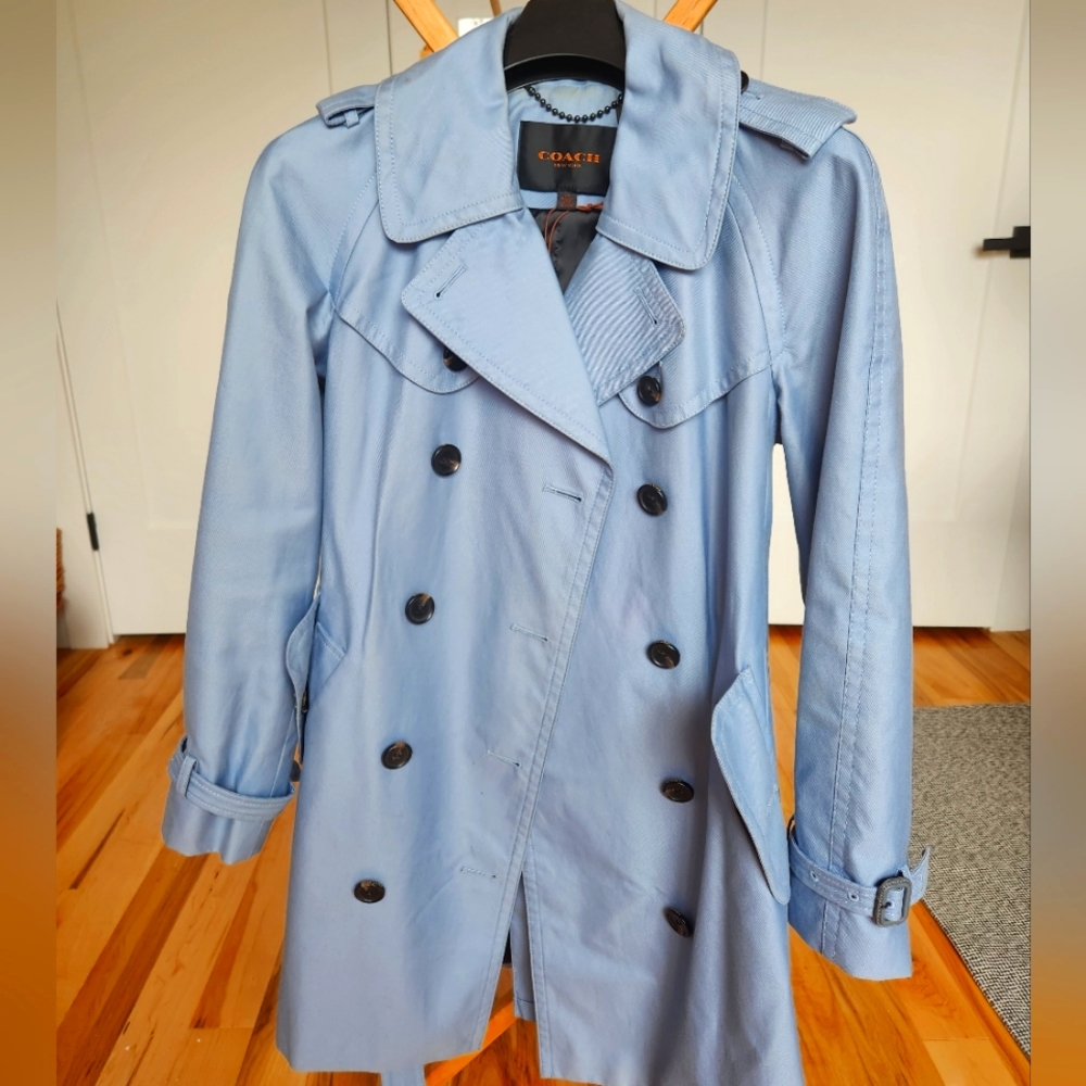 Coach light blue trench size 8